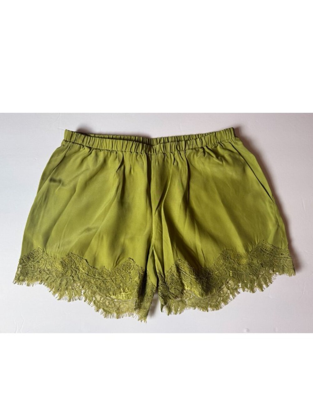 Olive Green Lace Trim Women’s Shorts